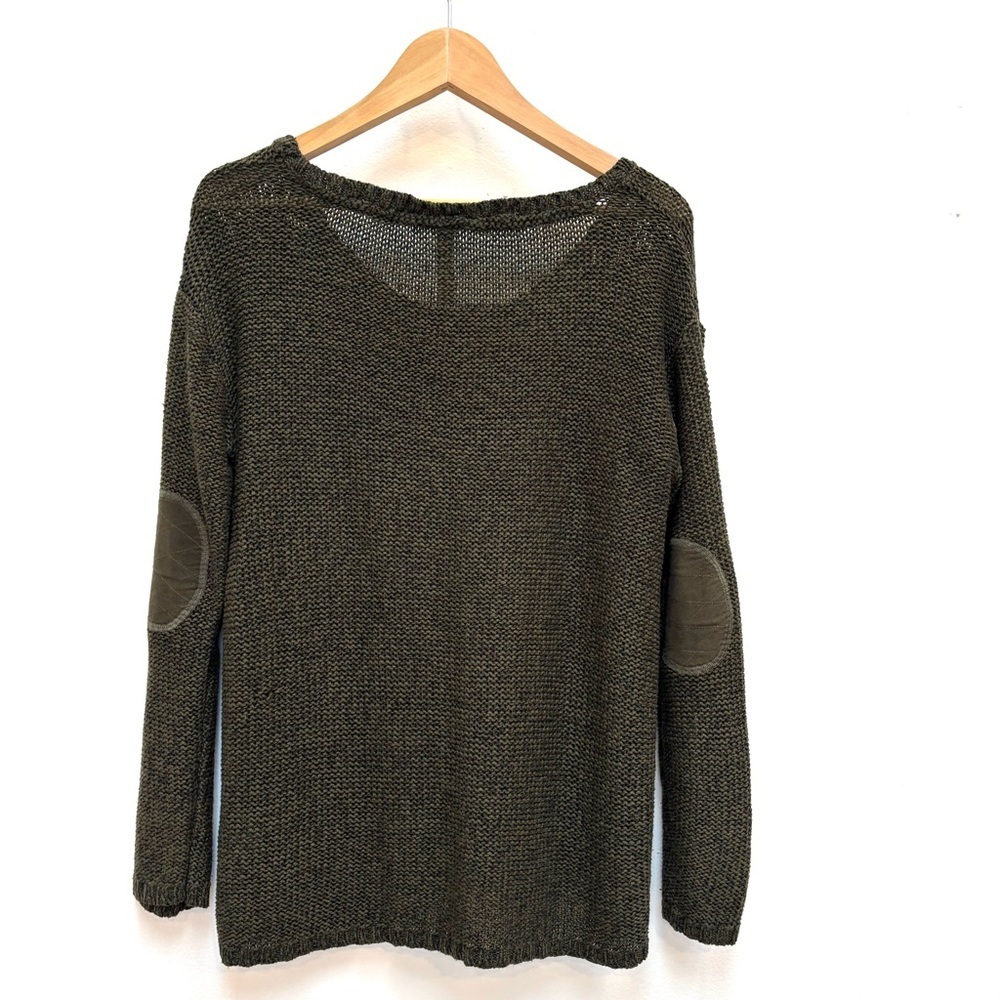 Lord & Taylor Design Lab Elbow Patch Sweater Academia Olive Green Marled Yarn L - Picture 5 of 9